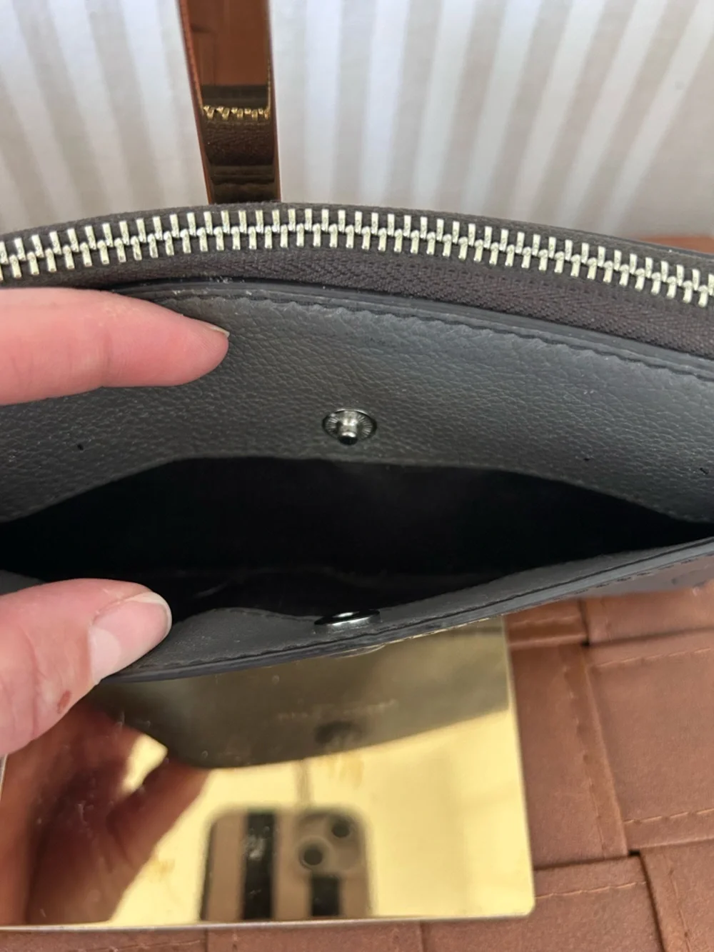 MARC JACOBS Empire City Dark Grey Leather Continental Zip Around Wallet